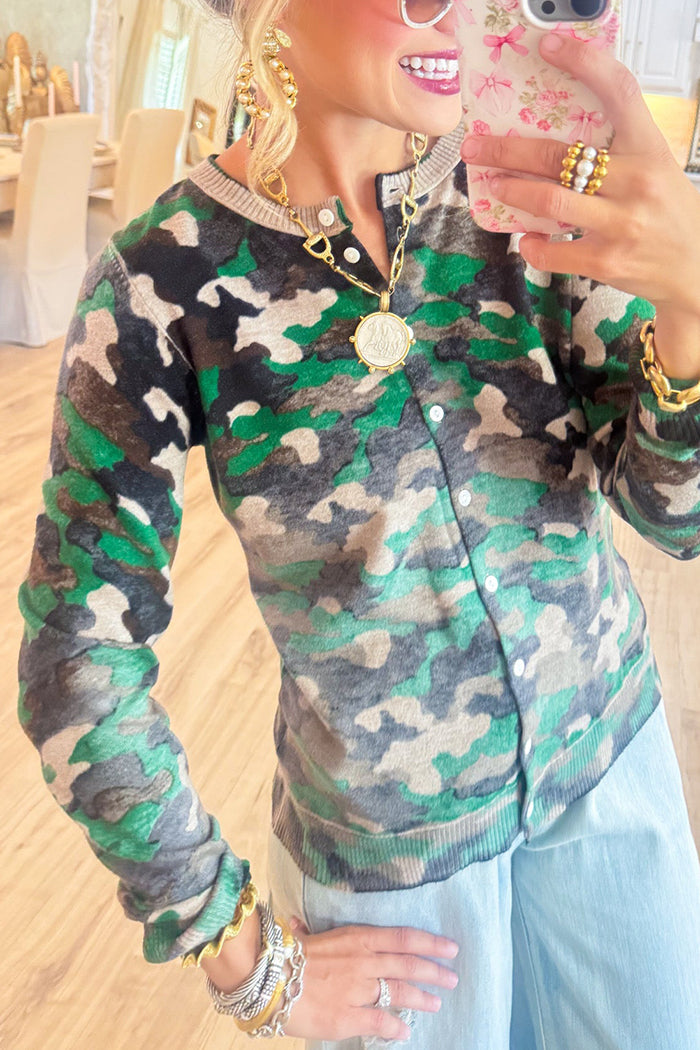 Casual Multi Faded Camo Cardigan