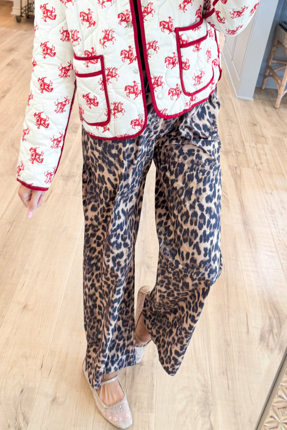 Brown Leopard Track Pants