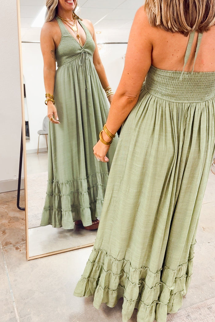 Halter Tiered Maxi Dress