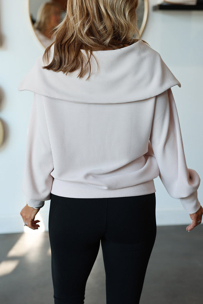 Oversized Collar Quarter Zip Top