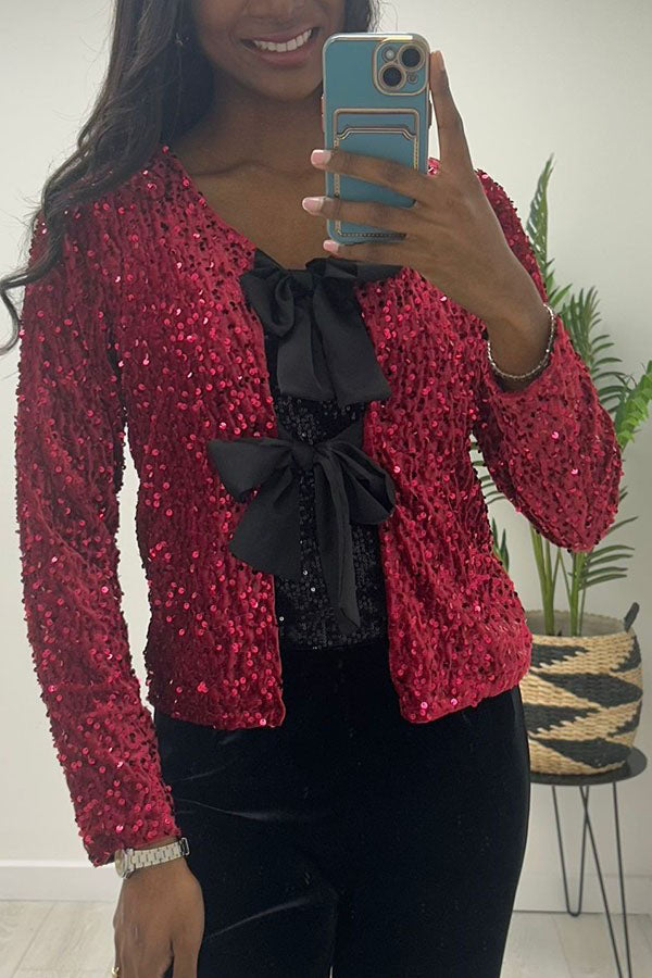 Sequence Bow Sequin Top