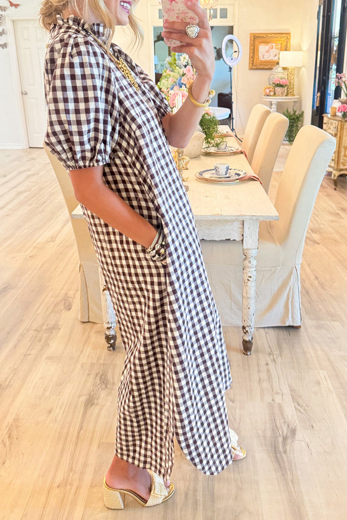 Casual Ruffle Neck Midi Dress
