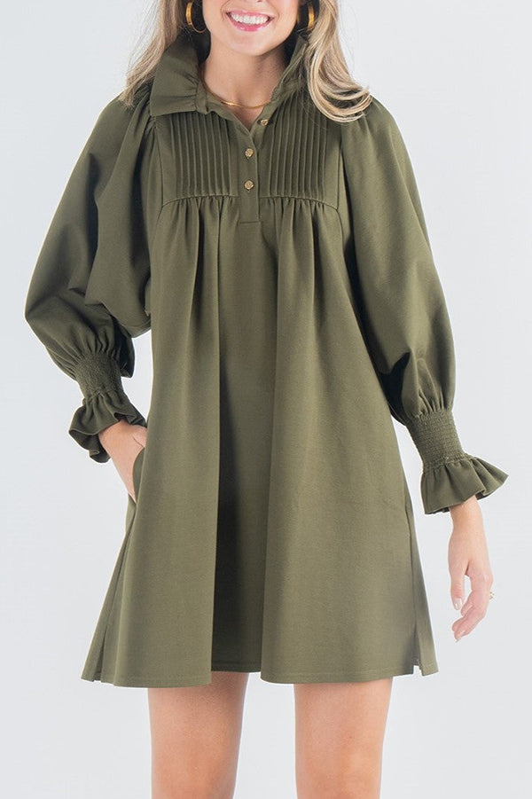 Casual Flared Sleeves Pocket Dress