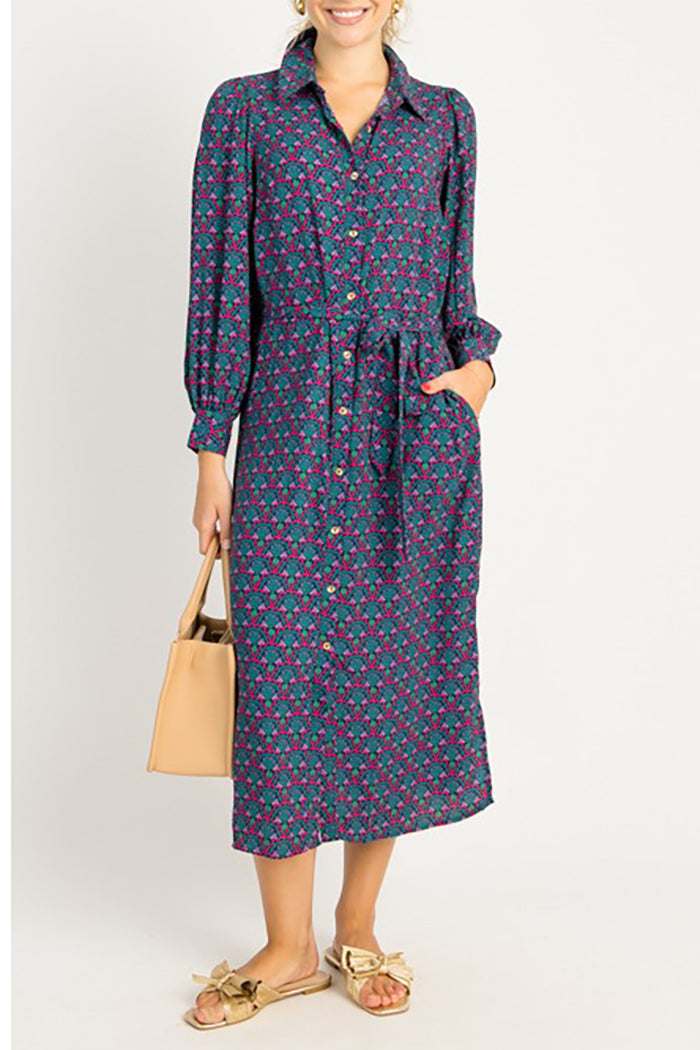 Long Sleeve Side Slits Button Dress
