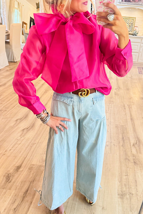 Bow Button Down Top