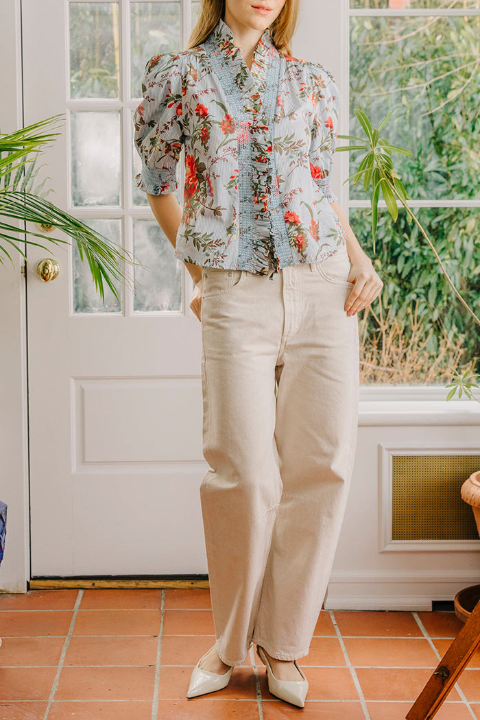 Ruffled Puffed Short Sleeve Top