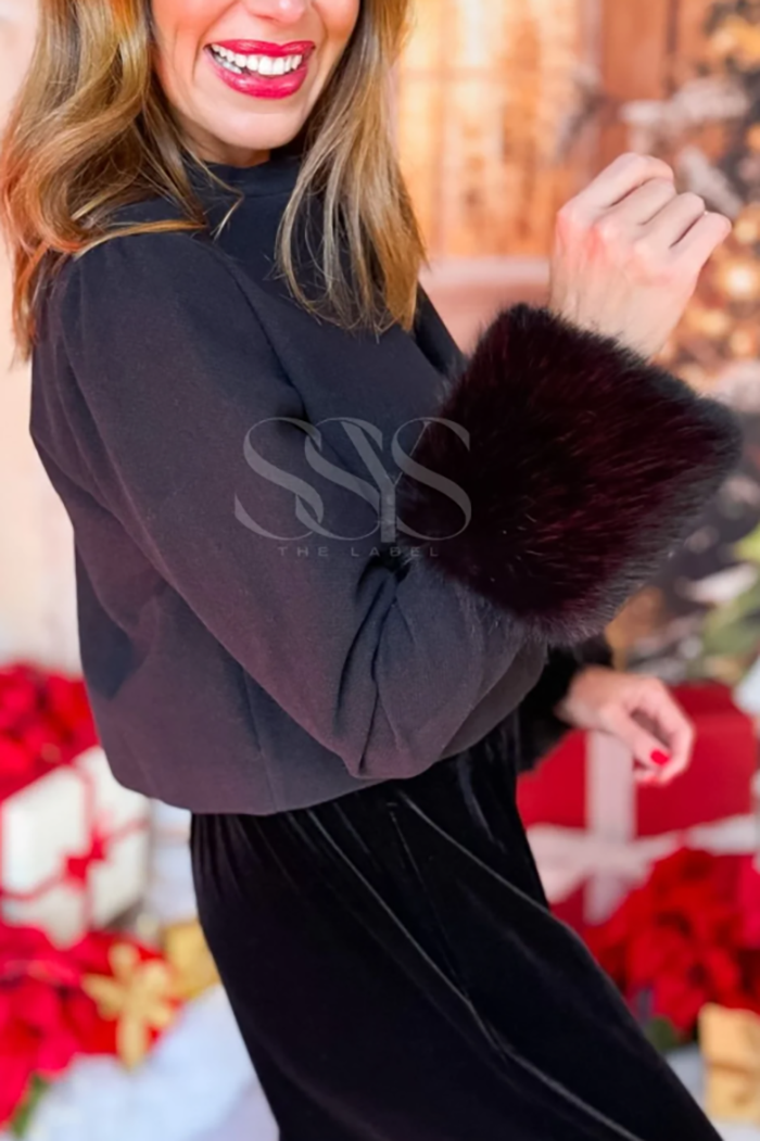 Cropped Wool Faux Fur Trimmed Jacket