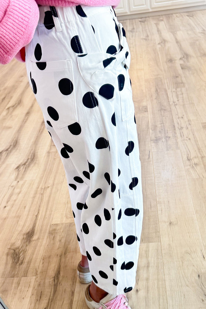 Polka Dot Bow Barrel Jeans