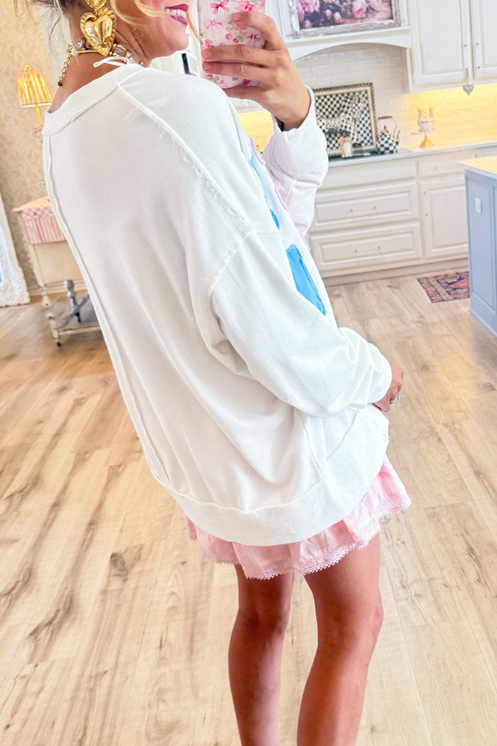 Casual Touchdown Patchwork Sweatshirt