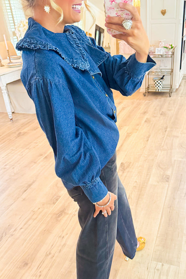 Denim Peter Pan Collar Top