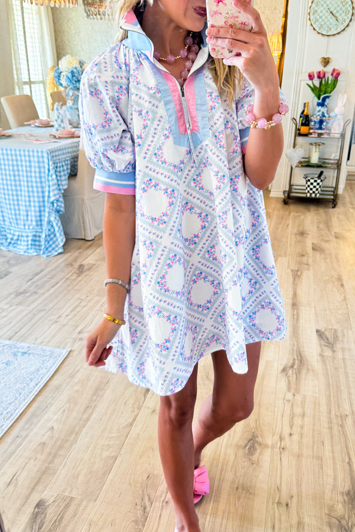 Floral Print Puff Sleeve Dress