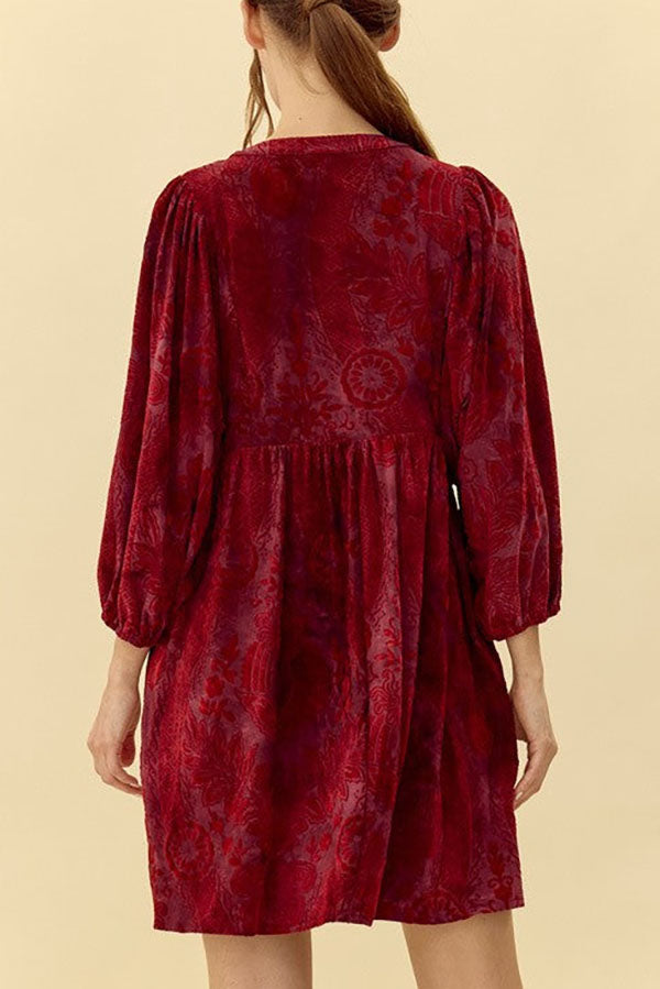 Casual Velvet Pleated Dress