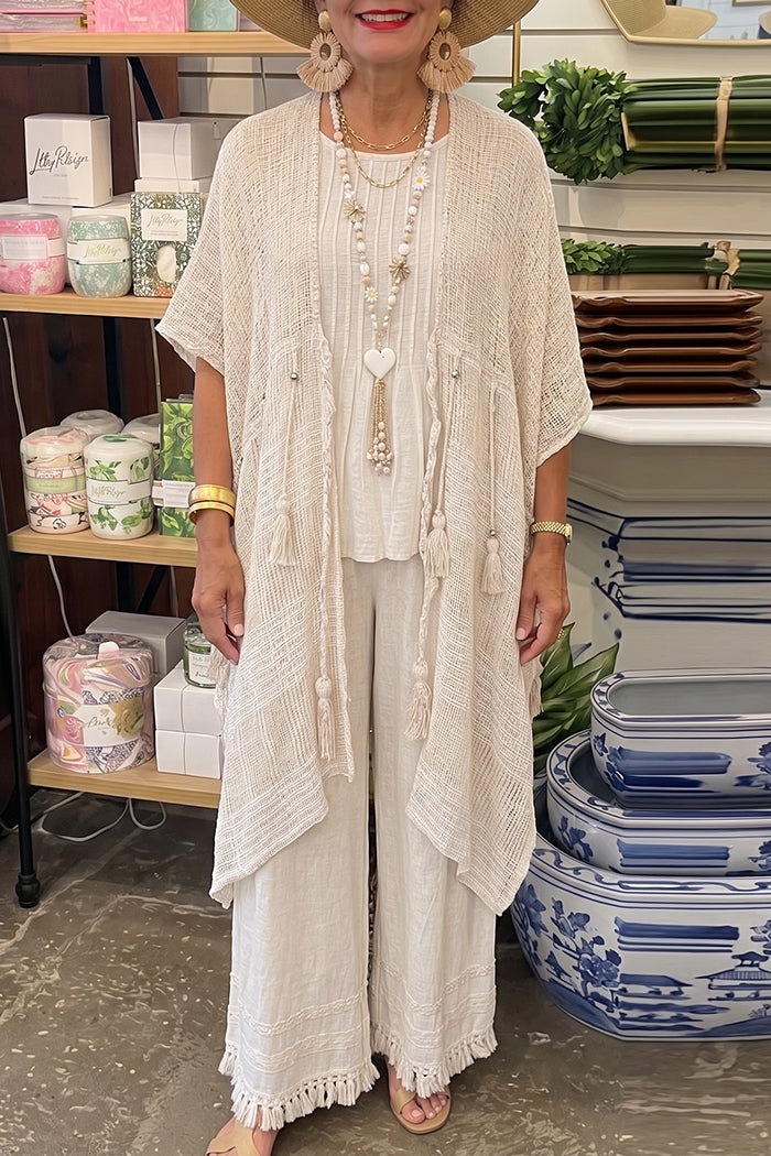 Tassel Linen Three-Piece Set