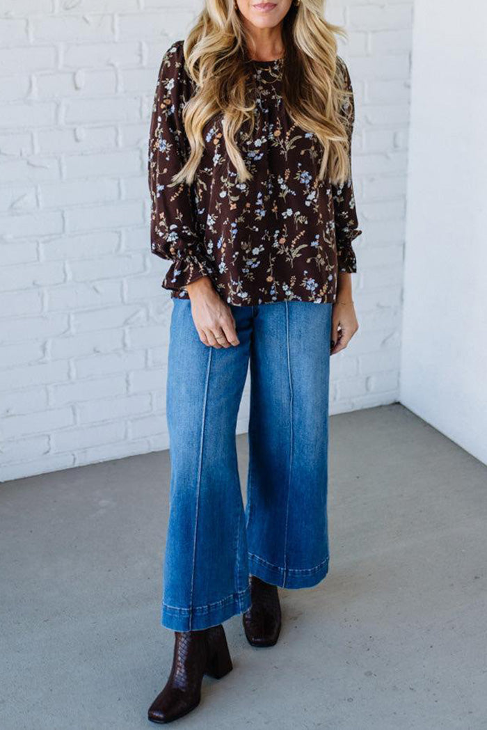 Antiqued Babydoll Floral Long SleeveTop