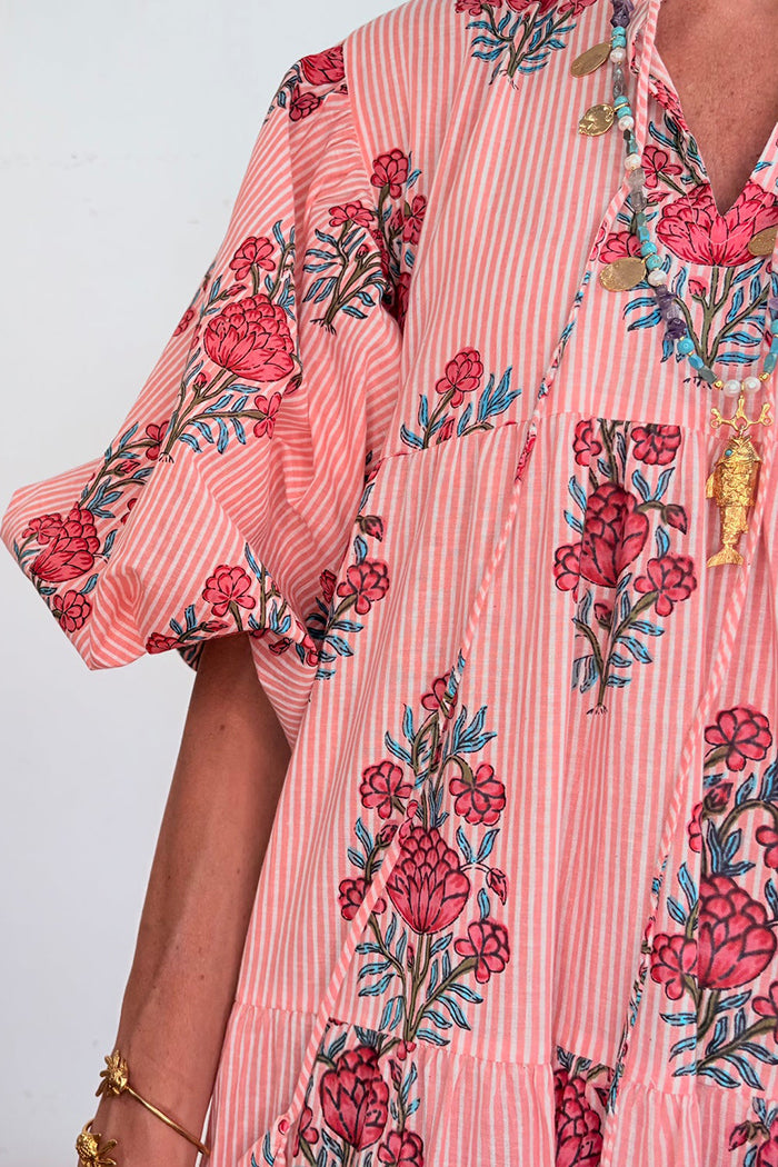 Floral Tiered Balloon Sleeve Dress