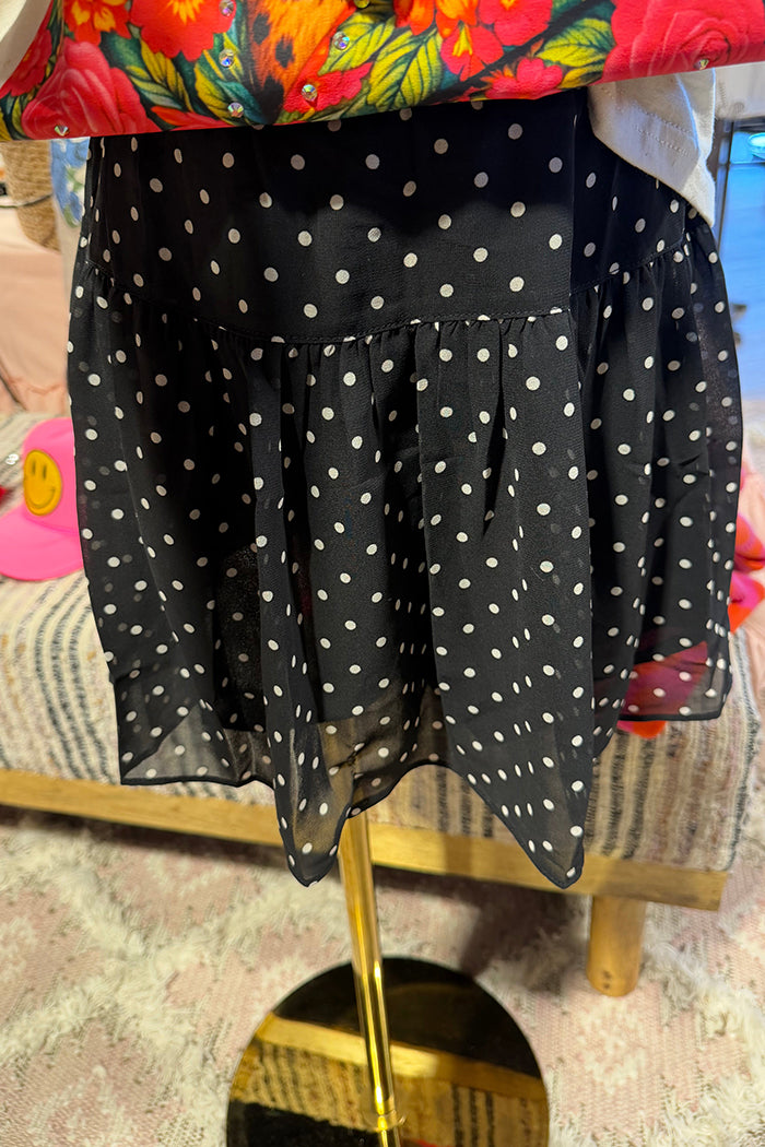 Polka Dot Tie Neck A Line Skort Set