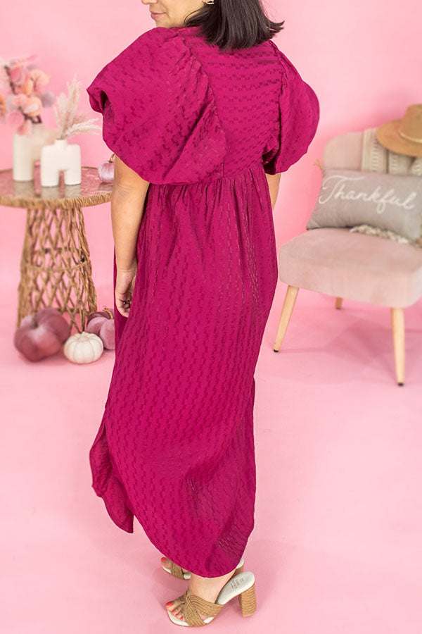 Puff Sleeve Textured Dress