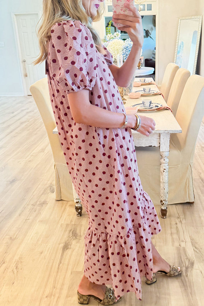 Gingham And Polka Dot Maxi Dress