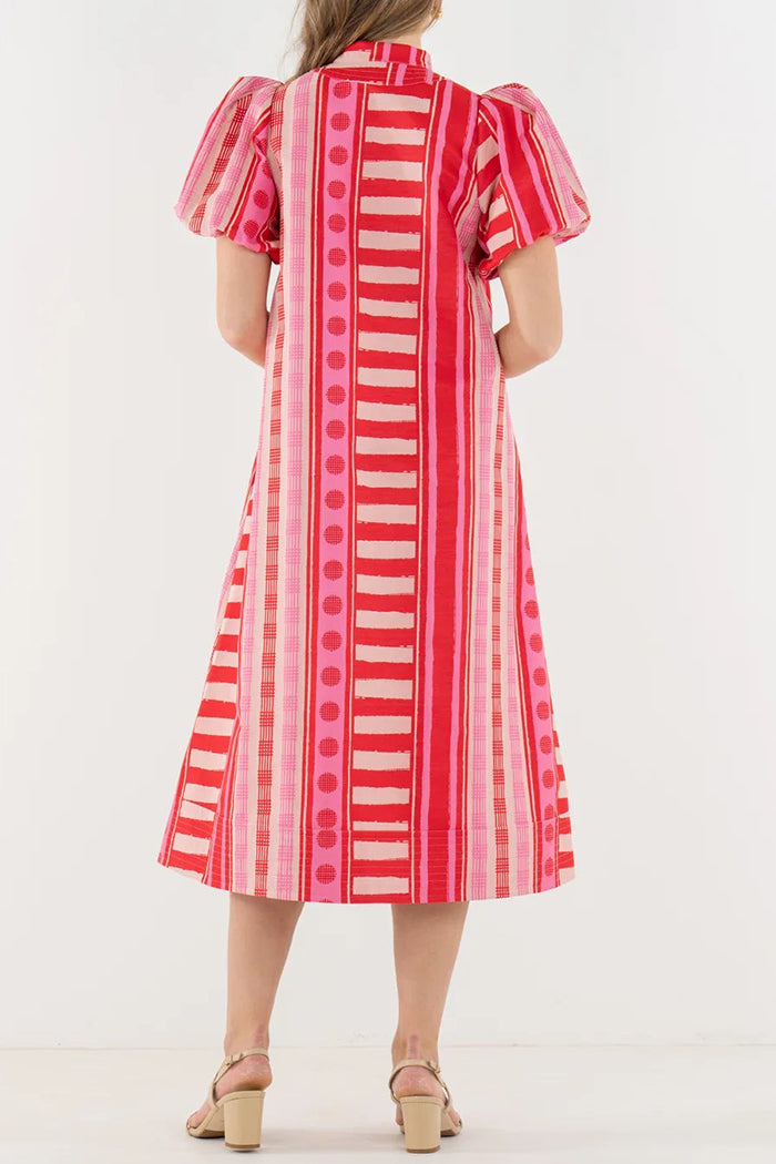V-Neck Puff Sleeve Dress