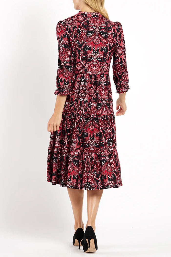 V-Neck Bold Printed Maxi Dress