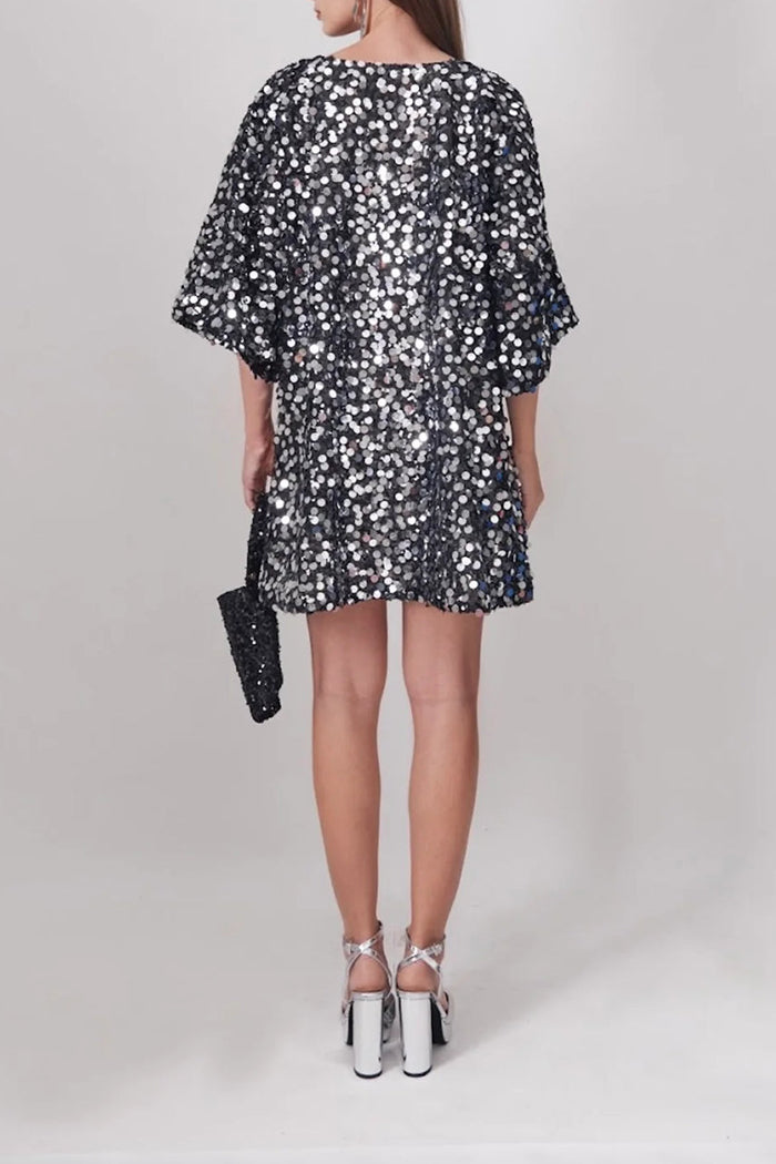 Sequin V-Neck Mini Dress