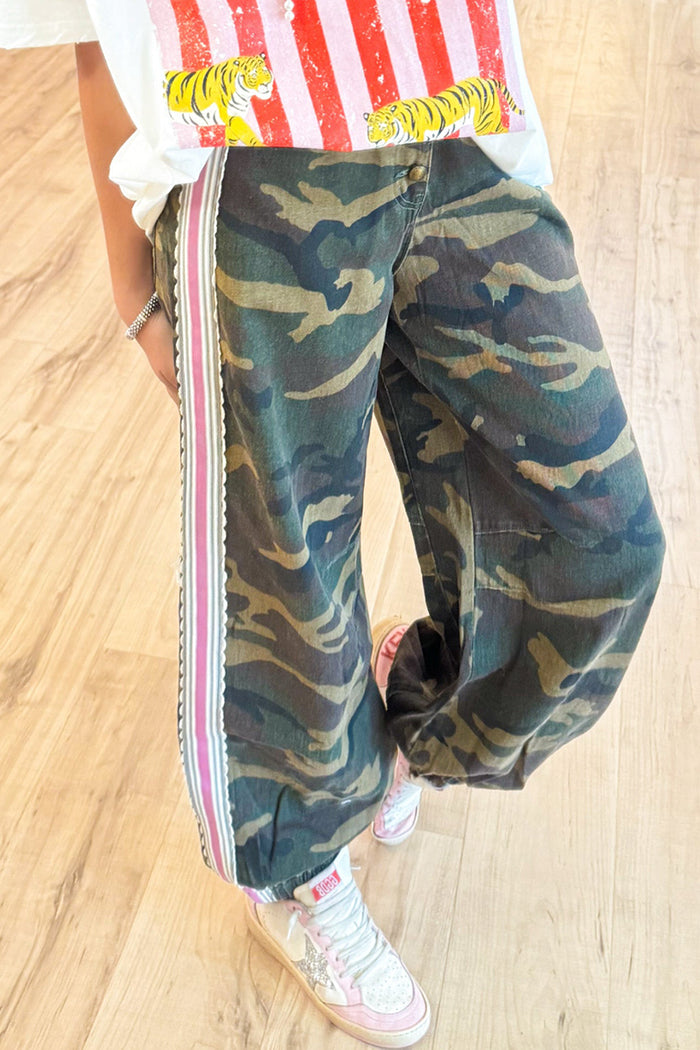 Camo Side Tape Button Up Pants