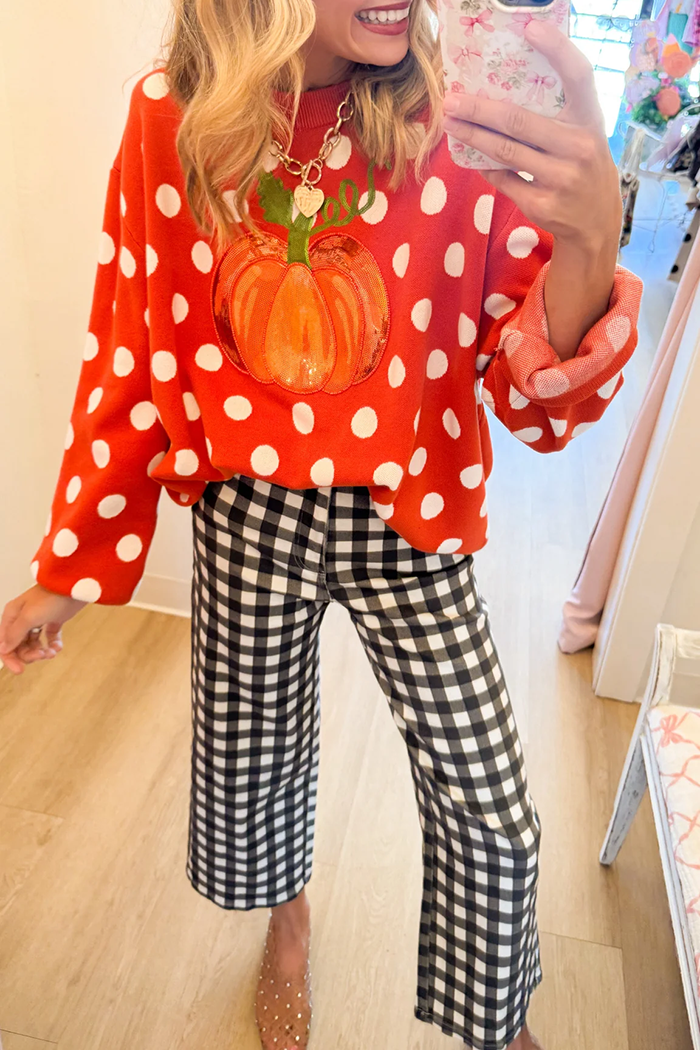 Pumpkin Polka Dot Sweater
