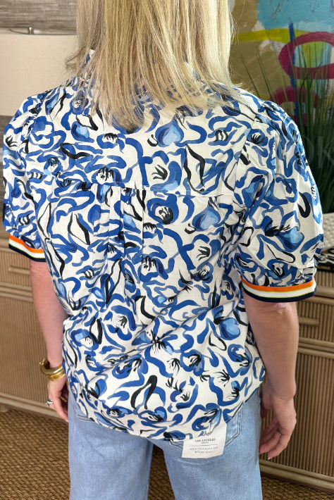 Abstract Floral V Neckline Top