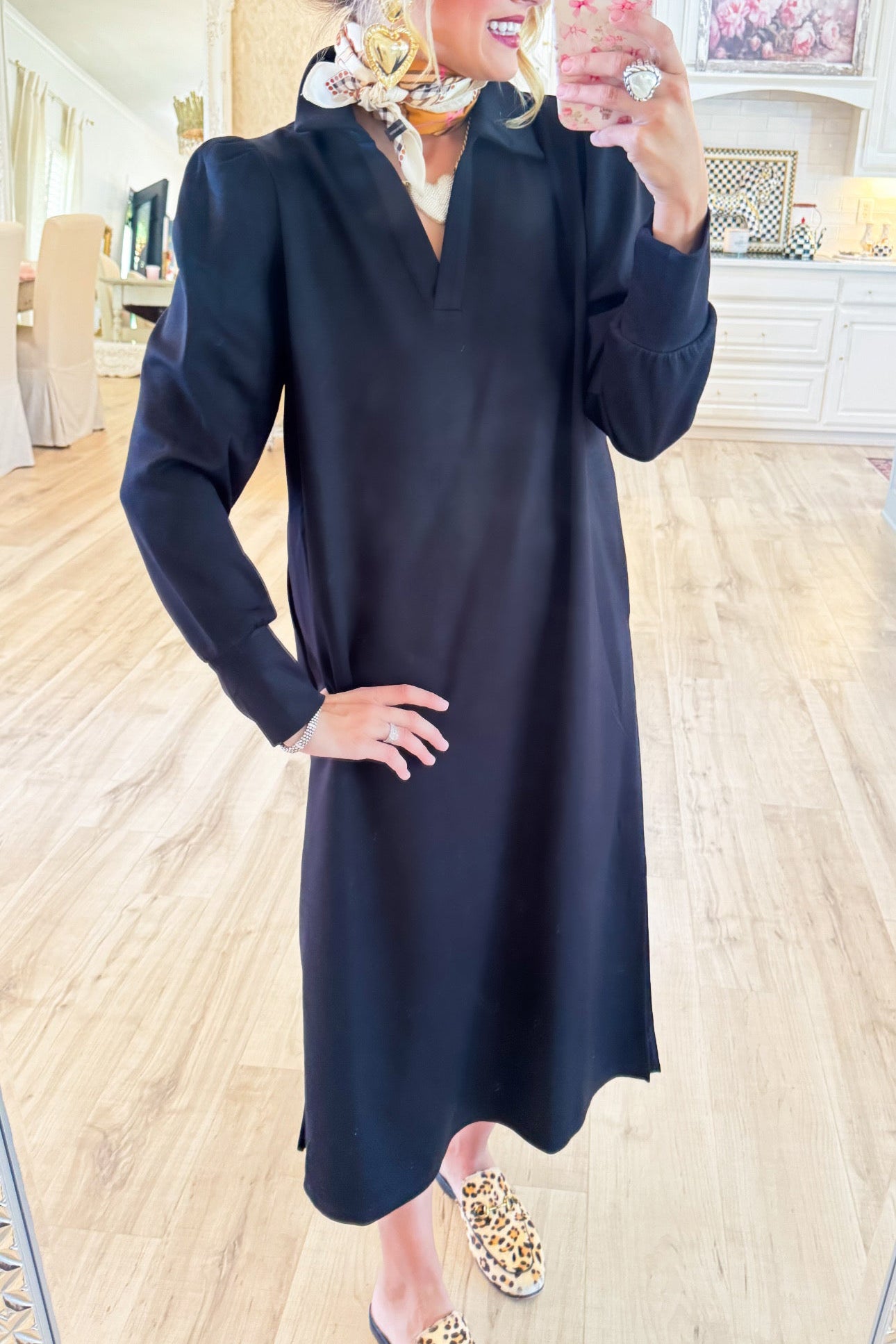 Black Lux Knit Midi Dress