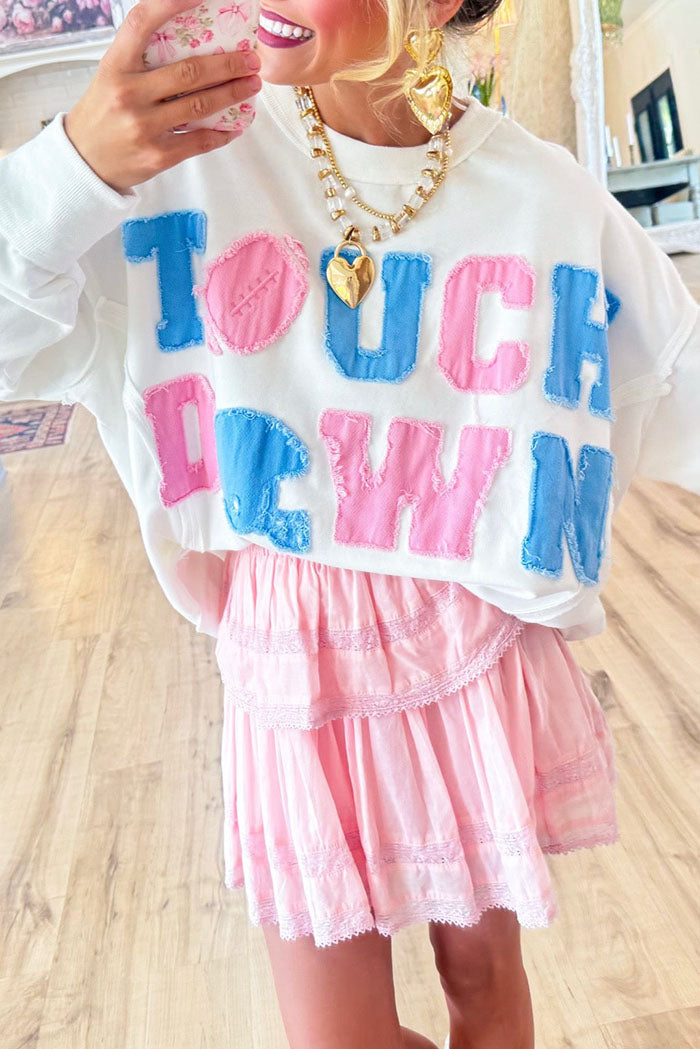 Casual Touchdown Patchwork Sweatshirt