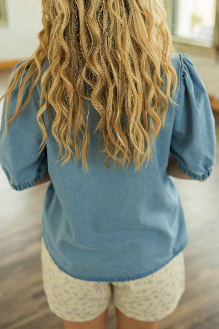 Chelsea Collar Button-Down Denim Top