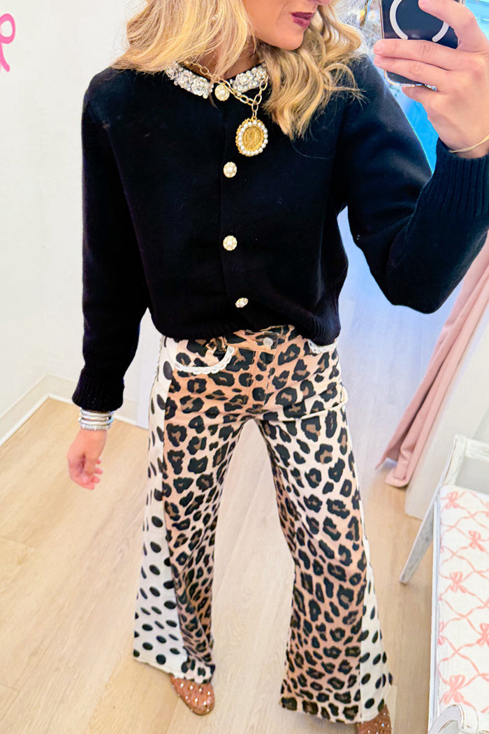 Leopard And Polka Dot Wide Leg Pants