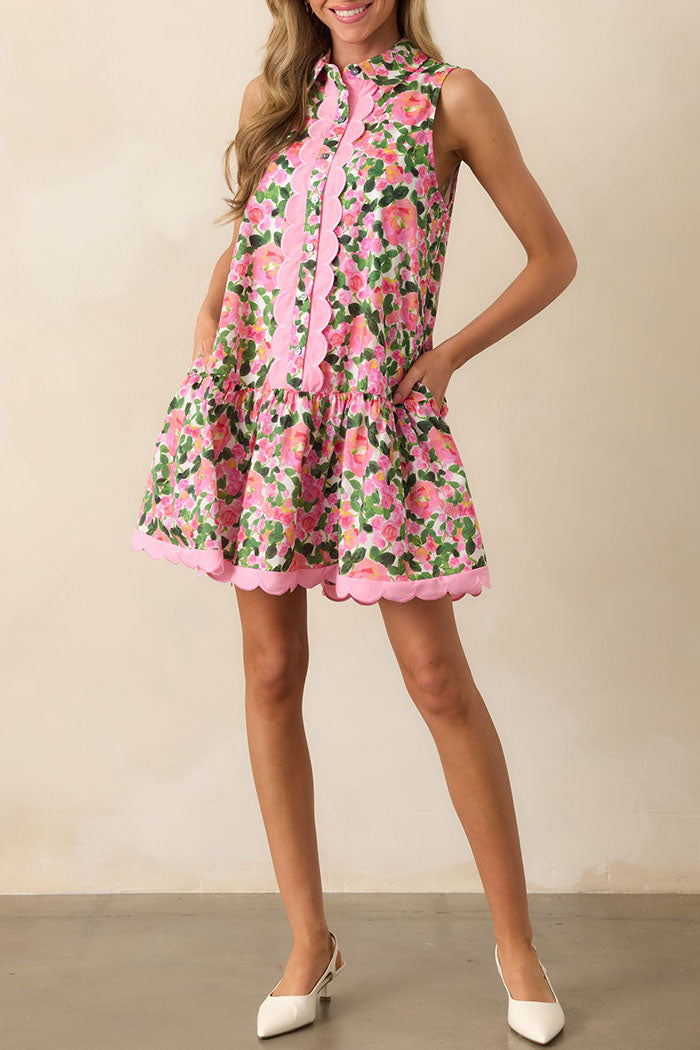 Sleeveless Floral Pocket Dress