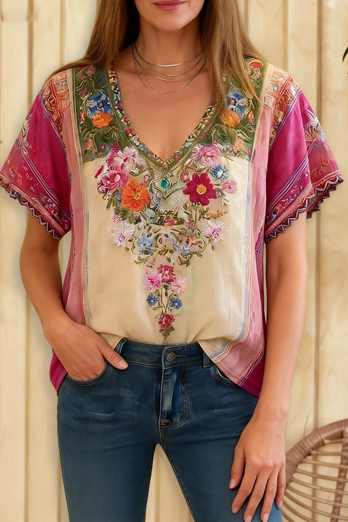 Floral Flutter Sleeve Top