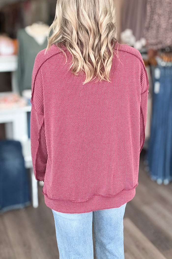 Casual Ribbed Long Sleeved Top