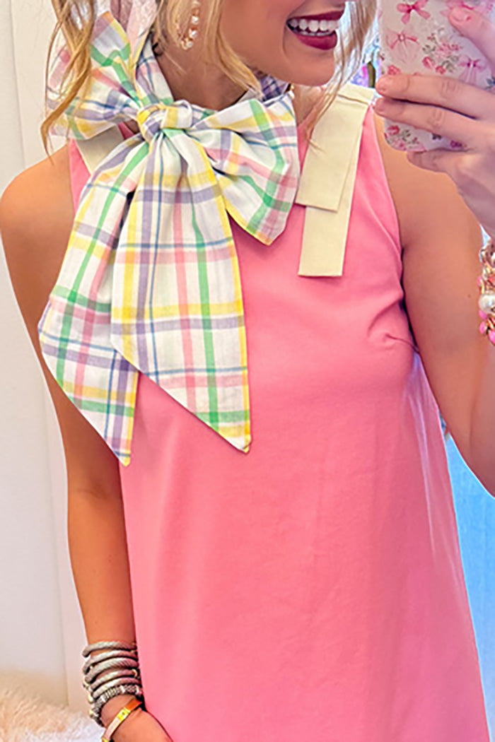 Plaid Big Bow Neck Scarf