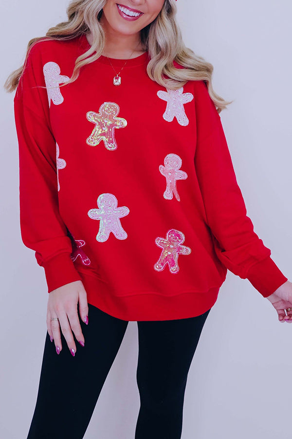 Spicy & Sparkly Gingerbread Man Sequin Sweatshirt
