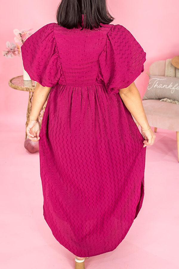 Puff Sleeve Textured Dress
