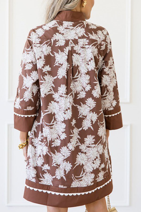Floral Scalloped Trim Dress