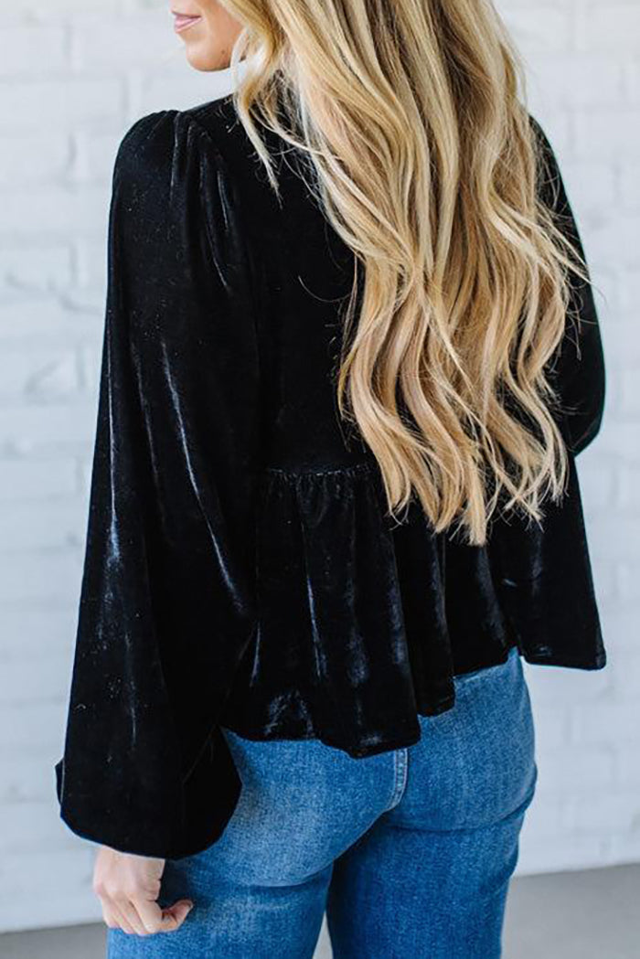 Casual Velvet Triple Tie Top