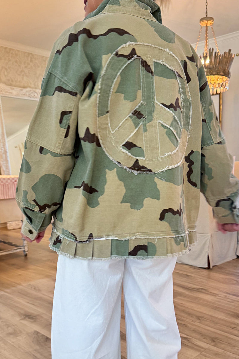 Camo Peace Patch Denim Jacket