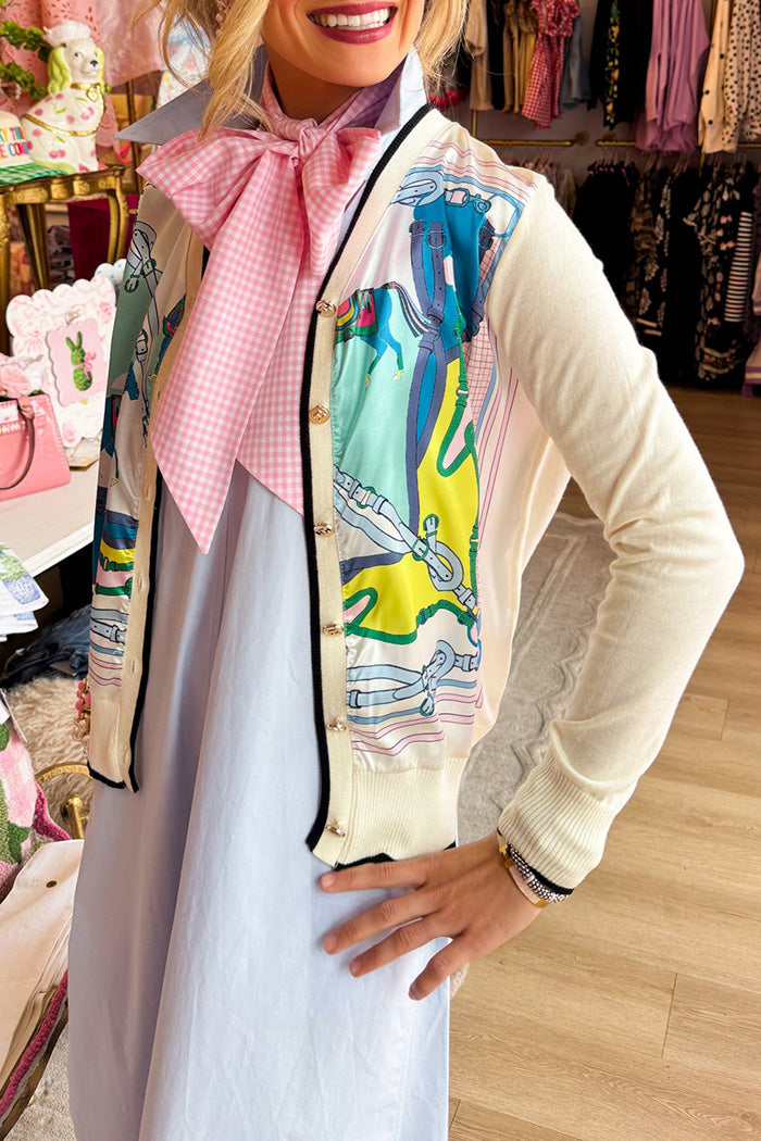 Colorblock Western Print Sweater