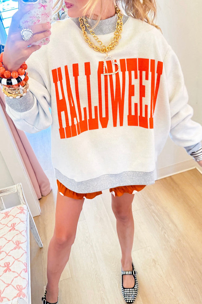 Halloween Letter Print Reversible Long Sleeve Sweatshirt