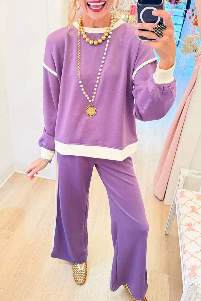 Casual Contrast Trim Scuba Set