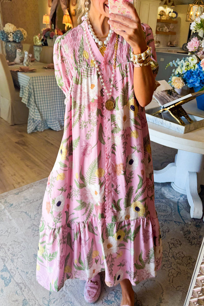 Floral Button Down Midi Dress