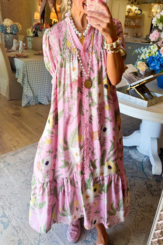 Floral Button Down Midi Dress
