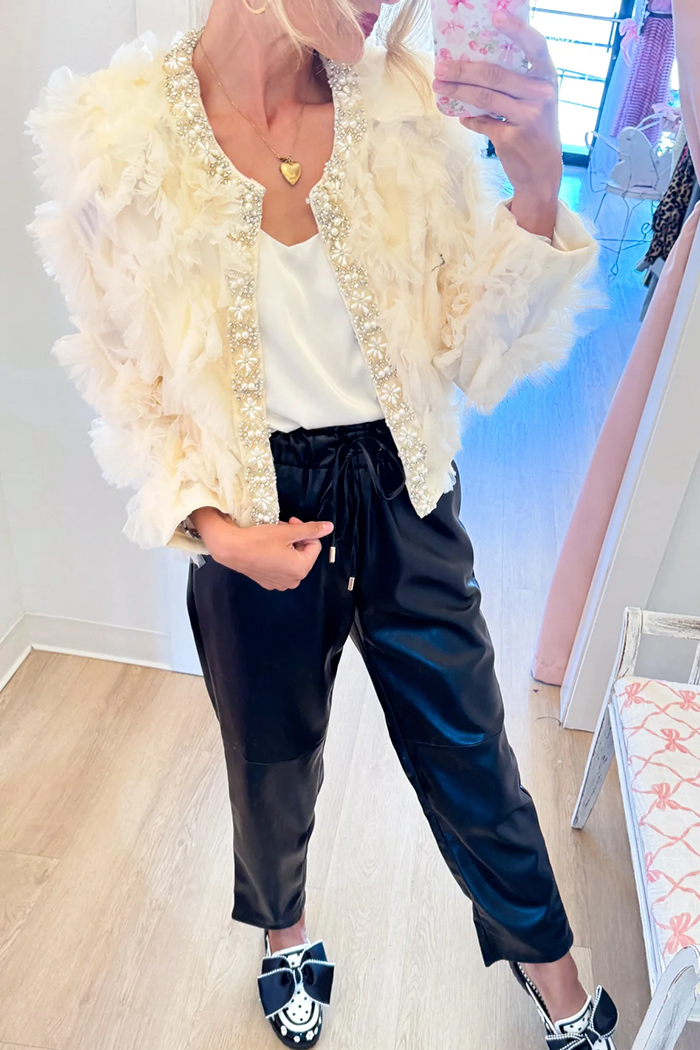 Black Faux Leather Straight Leg Pants