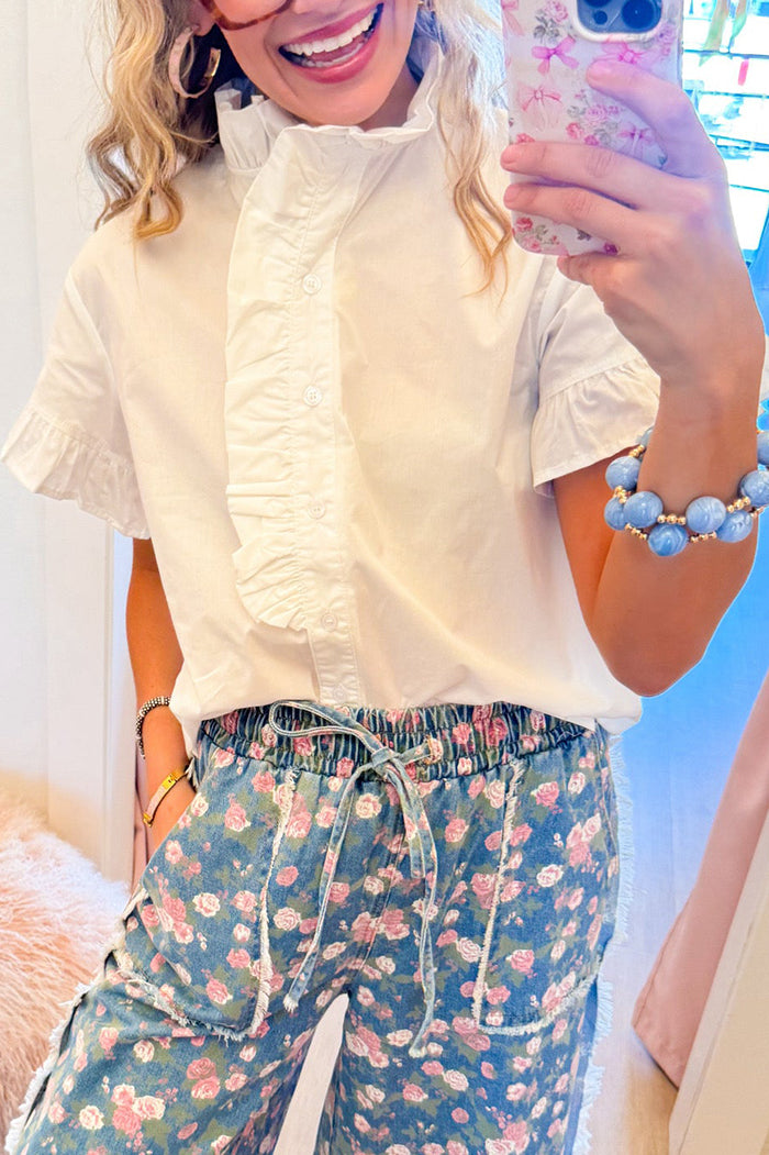 Ruffled Button Up Top