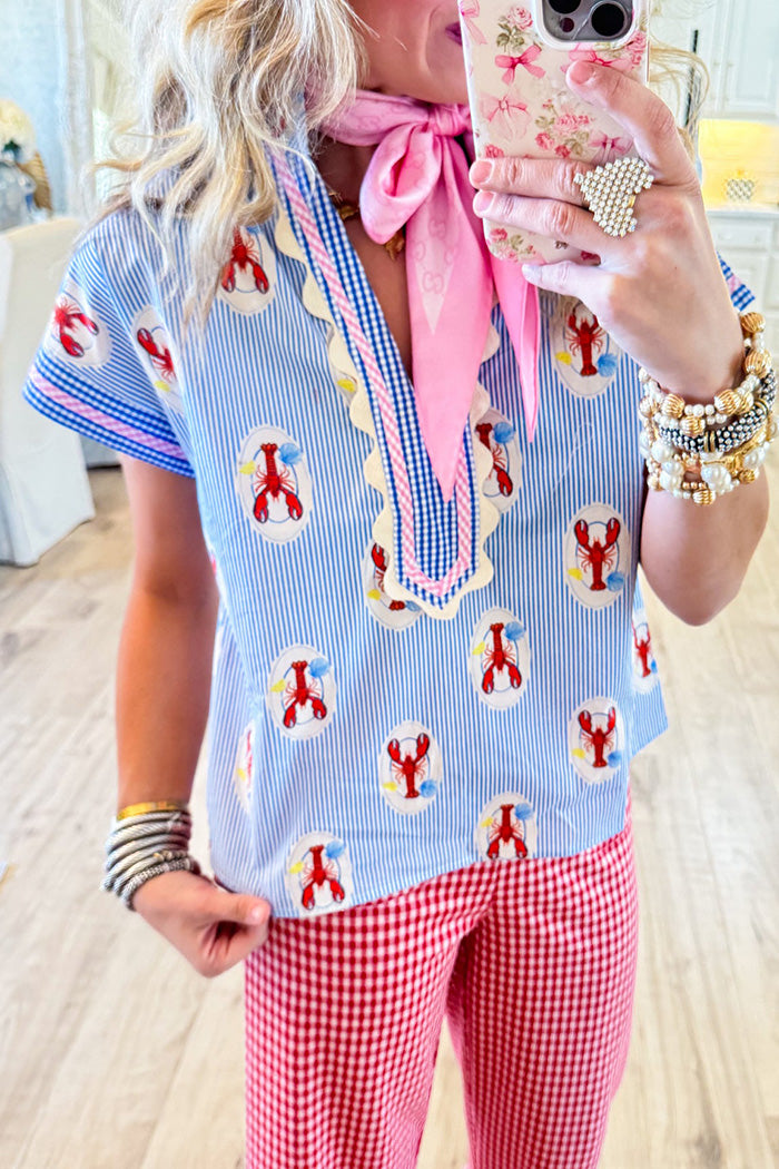 Lobster Print Short Sleeve Top