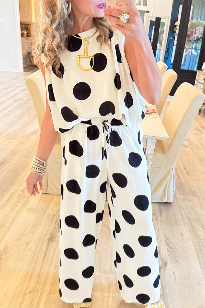 Casual Polka Dot Pant Set
